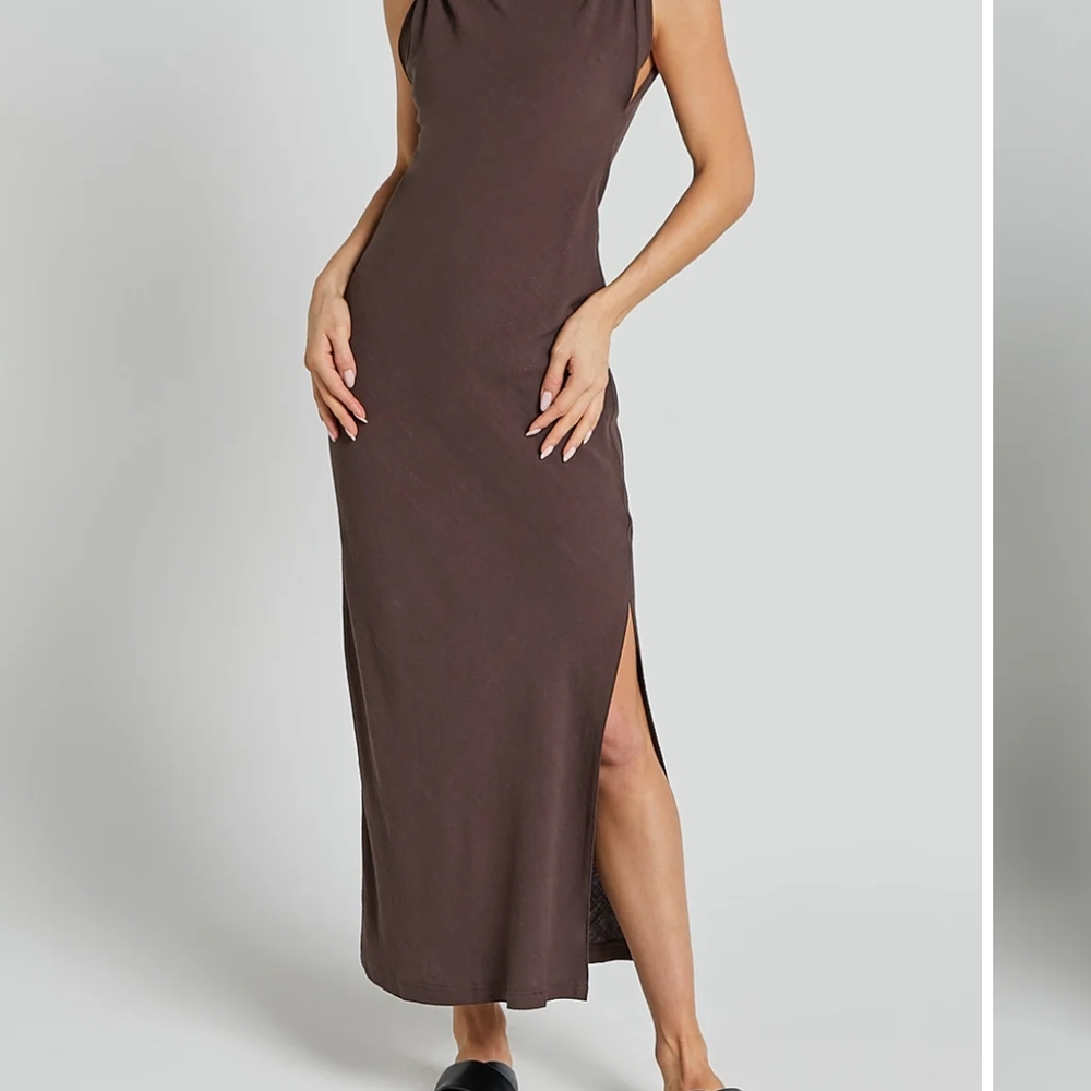 Showpo Dark Brown Sleeveless Maxi Dress